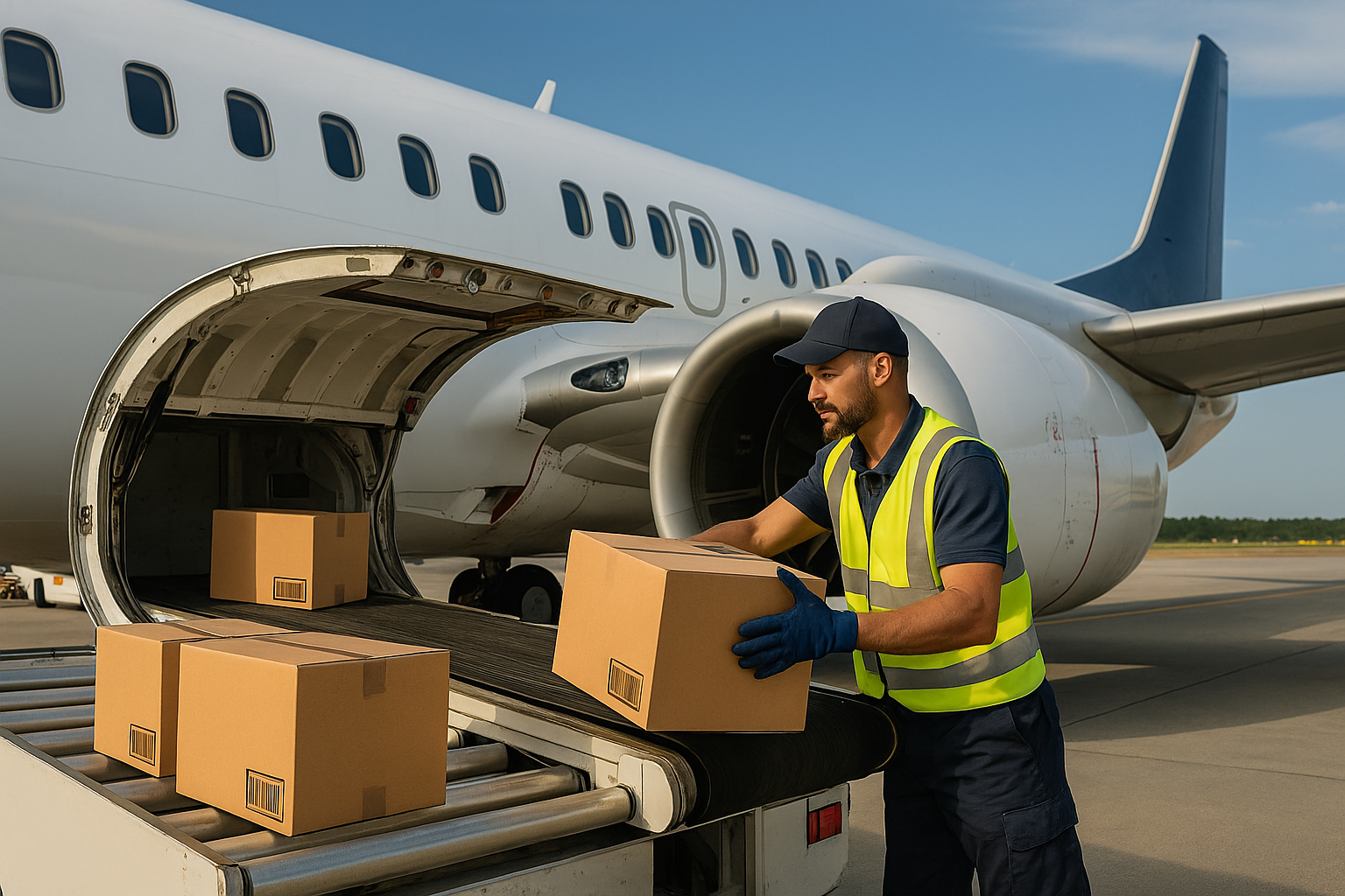 Trabajador cargando avión